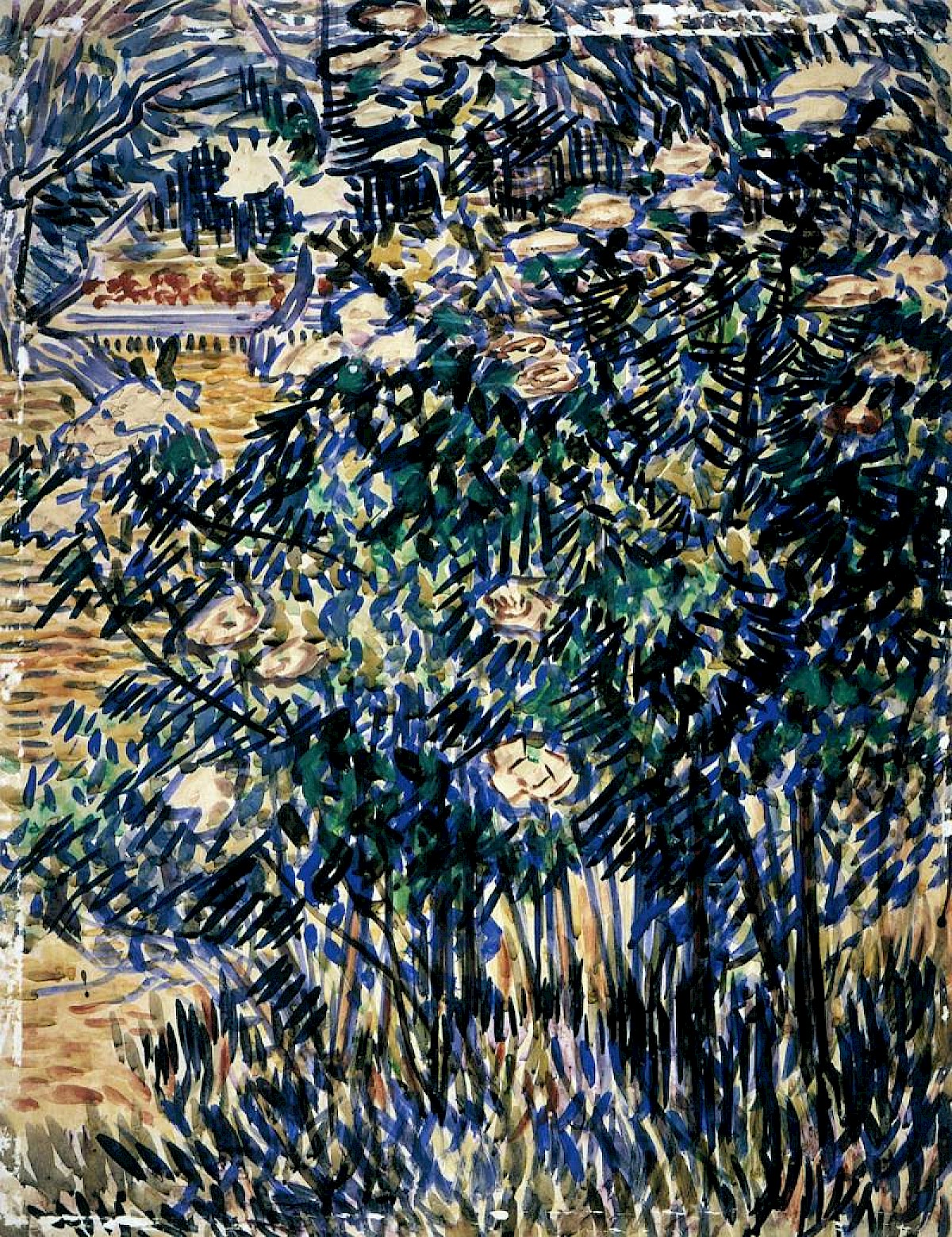 Flowering Bushes in the Asylum Garden by Vincent Van Gogh