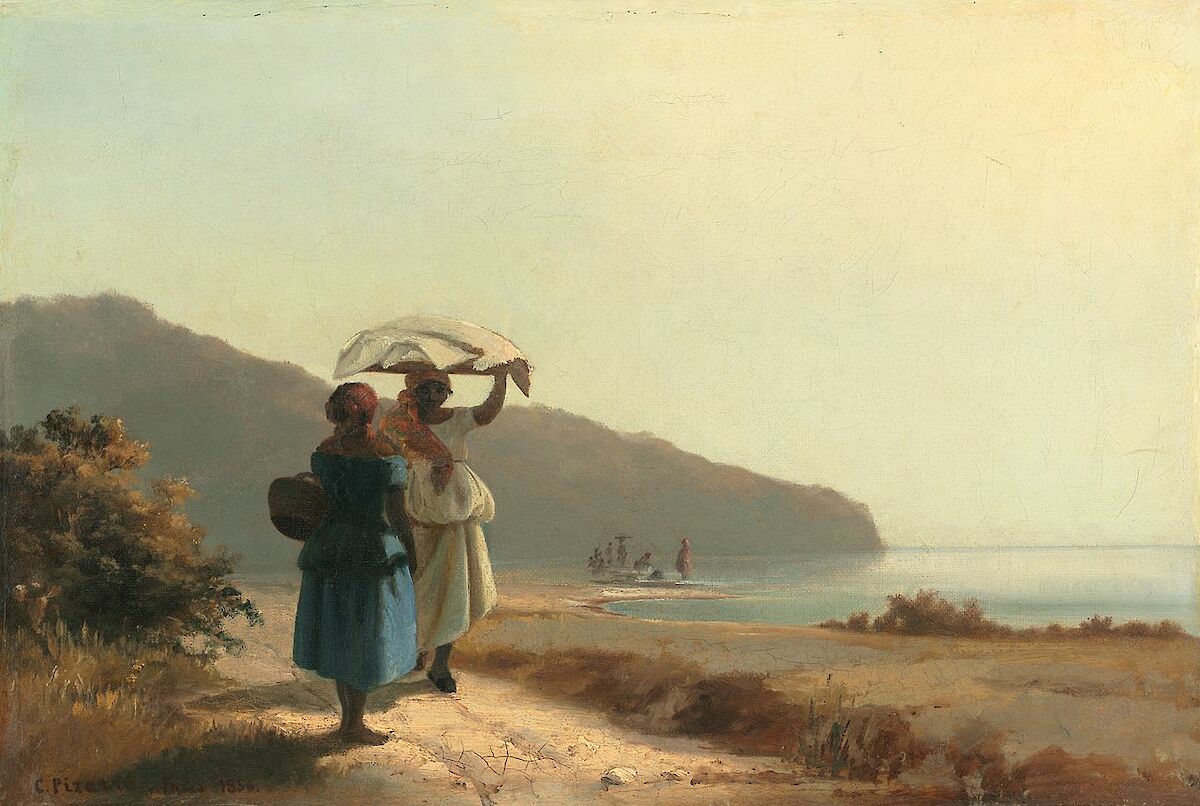 Two Women Chatting by the Sea, St Thomas by Camille Pissarro