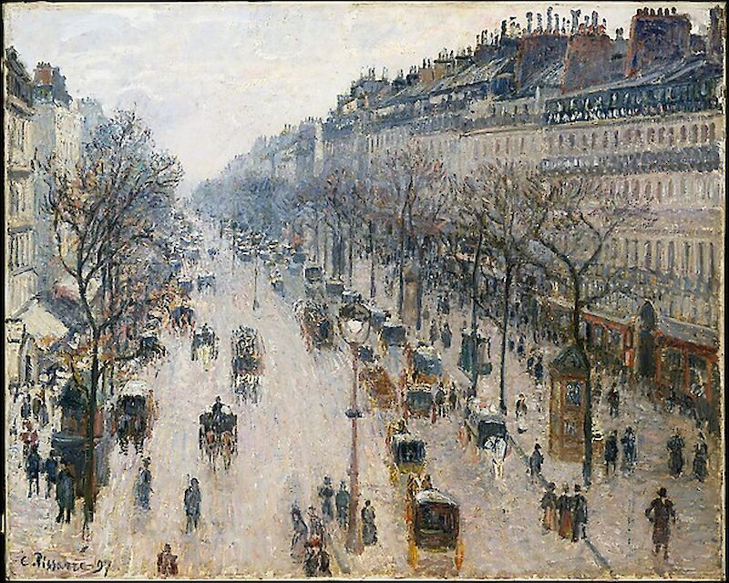 The Boulevard Montmartre on an Winter Morning scale comparison