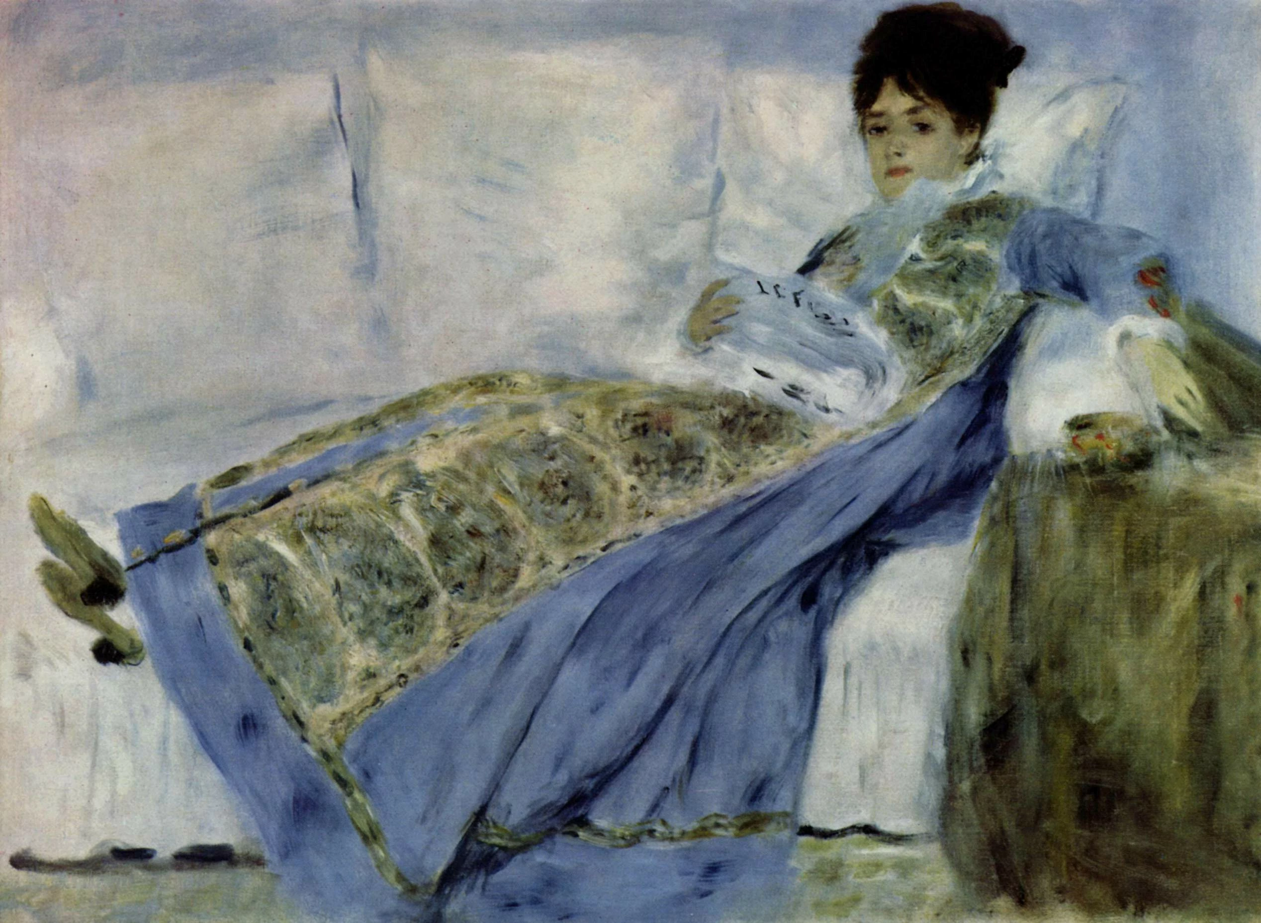 Madame Monet Reading Le Figaro, Pierre-Auguste Renoir