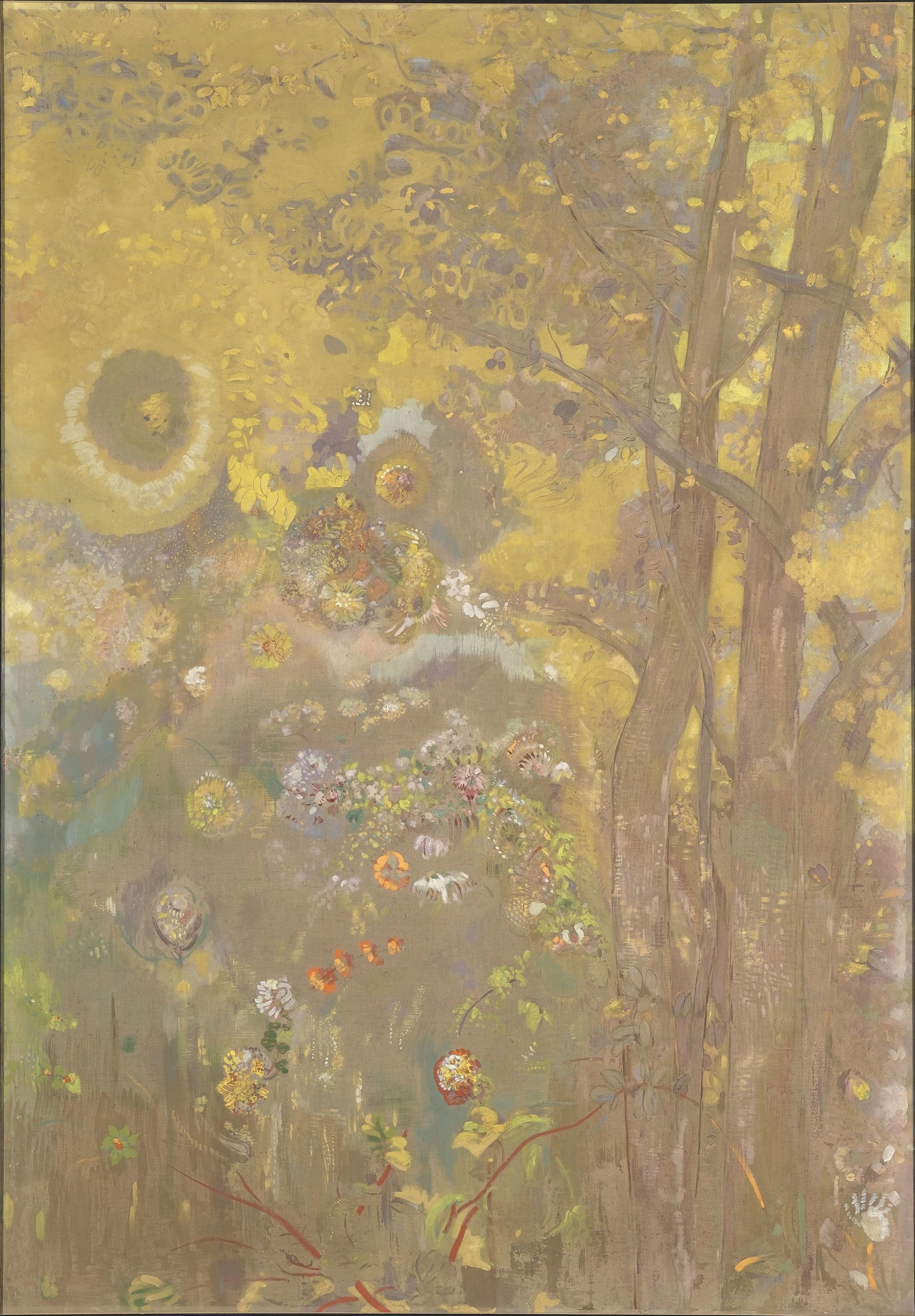 Trees on a Yellow Background, Odilon Redon